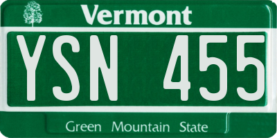 VT license plate YSN455