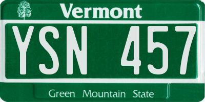 VT license plate YSN457