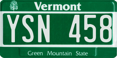 VT license plate YSN458