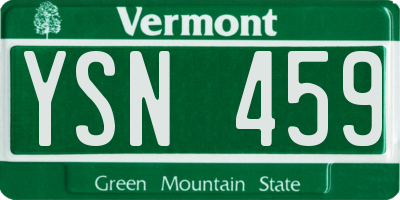 VT license plate YSN459
