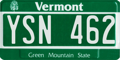 VT license plate YSN462