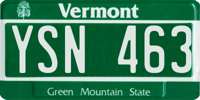 VT license plate YSN463