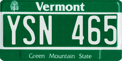 VT license plate YSN465