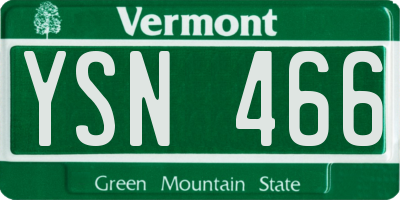 VT license plate YSN466