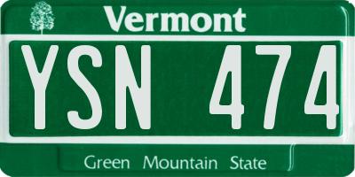 VT license plate YSN474