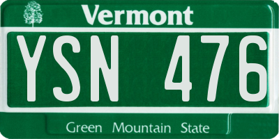 VT license plate YSN476