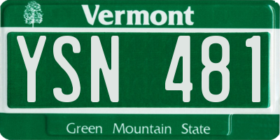 VT license plate YSN481