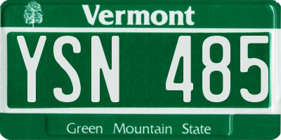 VT license plate YSN485