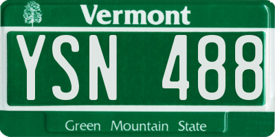 VT license plate YSN488