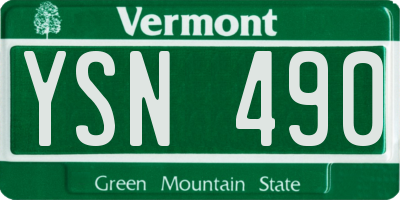 VT license plate YSN490
