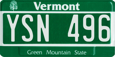VT license plate YSN496