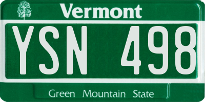 VT license plate YSN498