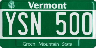 VT license plate YSN500