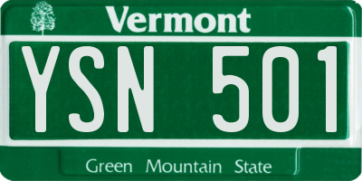VT license plate YSN501