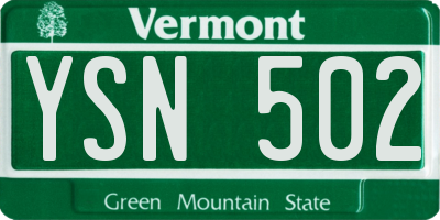 VT license plate YSN502