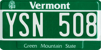 VT license plate YSN508