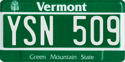 VT license plate YSN509