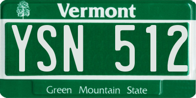VT license plate YSN512