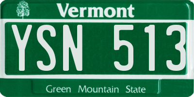 VT license plate YSN513