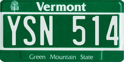 VT license plate YSN514