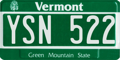 VT license plate YSN522