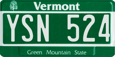 VT license plate YSN524