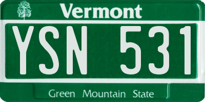 VT license plate YSN531