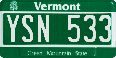 VT license plate YSN533