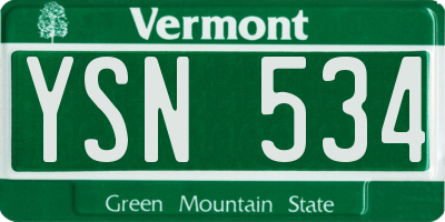 VT license plate YSN534