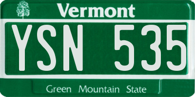 VT license plate YSN535