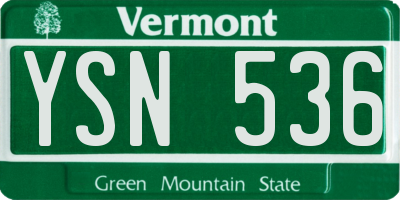 VT license plate YSN536