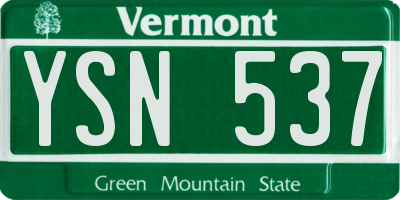 VT license plate YSN537