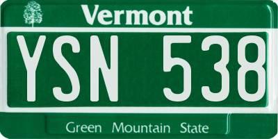 VT license plate YSN538