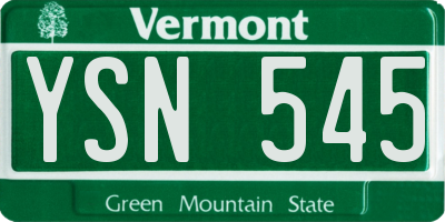 VT license plate YSN545
