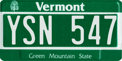 VT license plate YSN547