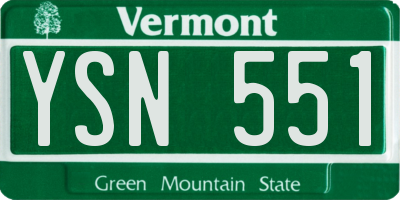 VT license plate YSN551