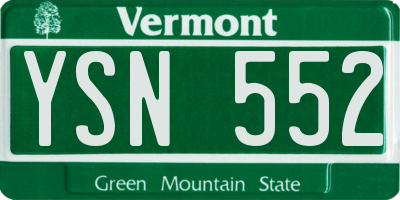VT license plate YSN552