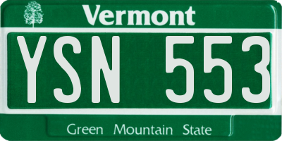VT license plate YSN553