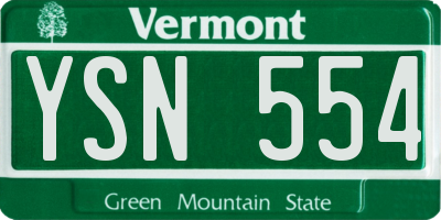 VT license plate YSN554