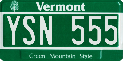 VT license plate YSN555