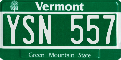 VT license plate YSN557