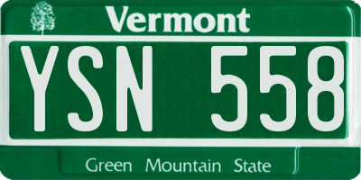 VT license plate YSN558