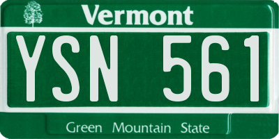 VT license plate YSN561