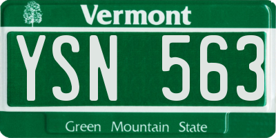 VT license plate YSN563