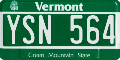 VT license plate YSN564