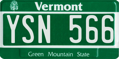 VT license plate YSN566