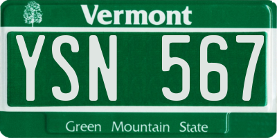 VT license plate YSN567
