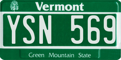 VT license plate YSN569
