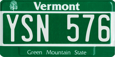VT license plate YSN576