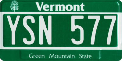 VT license plate YSN577